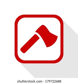 square icon with a fire ax with a long shadow