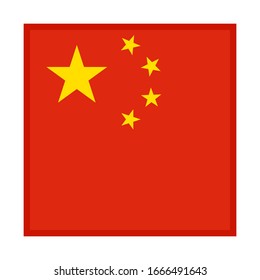 square icon, flag of china, isolated on white background