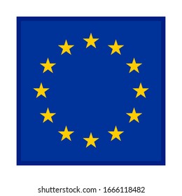 icono cuadrado, bandera de eu, aislado en fondo blanco