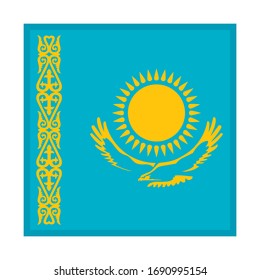 square icon, flag of kazakhstan, isolated on white background