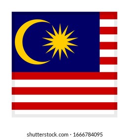 icono cuadrado, bandera malaya, aislado en fondo blanco