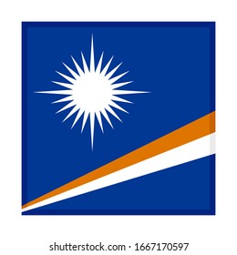 quadratisches Symbol, Flagge von Marshallinseln einzeln auf weißem Hintergrund