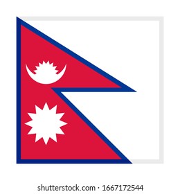 icono cuadrado, bandera nepal, aislado en fondo blanco