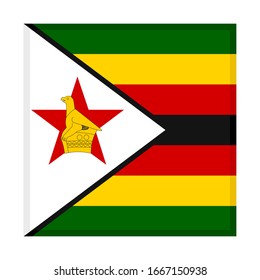 icono cuadrado, bandera de Zimbabue, aislado en fondo blanco
