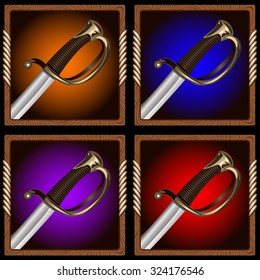 square icon for the game with a pirate sword inside