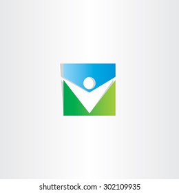 square icon green blue man vector design