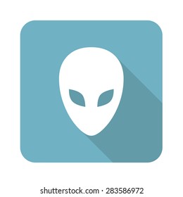 Square icon with image of alien face, isolated on white