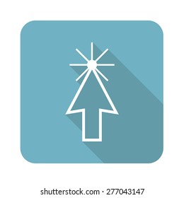 Square icon with image of arrow cursor, isolated on white