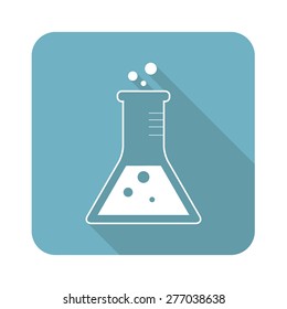 Square icon with image of conical flask, isolated on white