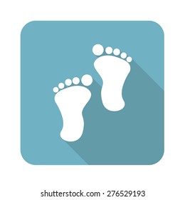 Square icon with image of footprint, isolated on white