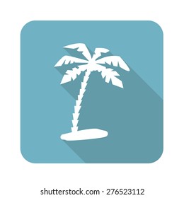 Square icon with image of palm, isolated on white