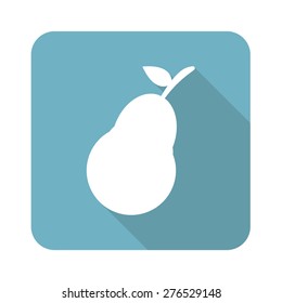 Square icon with image of pear, isolated on white
