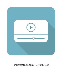 Square icon with image of player window, isolated on white