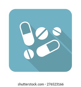 Square icon with image of several pills, isolated on white