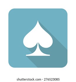 Square icon with image of spades symbol, isolated on white