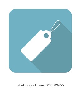 Square icon with image of string tag, isolated on white