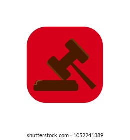 square icon with a judge hammer. vector, illustration.