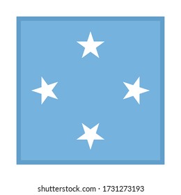 icono cuadrado con bandera de micronesia aislado en fondo blanco