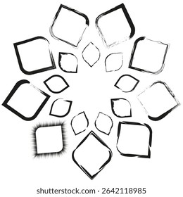 Square icon rotation. Circular geometric form. Abstract symmetry vector. Box shape design.