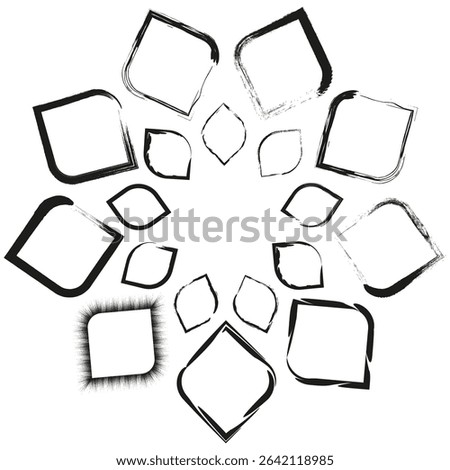 Square icon rotation. Circular geometric form. Abstract symmetry vector. Box shape design.