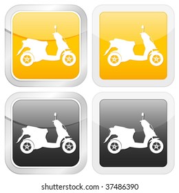 Square icon scooter. Vector illustration.