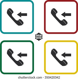 Square icon set incoming call flat. Vector illustration