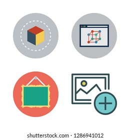 square icon set. vector set about cube, frame and picture icons set.