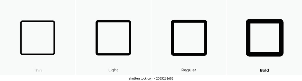 square icon. Thin, Light Regular And Bold style design isolated on white background