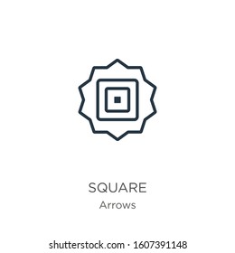 Square icon. Thin linear square outline icon isolated on white background from arrows collection. Line vector sign, symbol for web and mobile