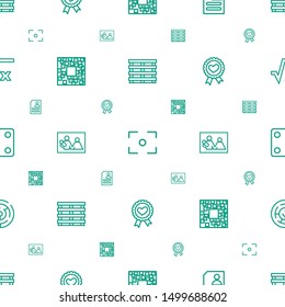 square icons pattern seamless white background. Included editable outline cargo box, center focus, resume, qr code, family photo, heart ribbon icons. square icons for web and mobile.