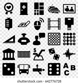 Square icons set. set of 25 square filled icons such as airport bus, aid post, plan, perfume, dice, chatting man, mathematical square, ruler, sandwich and apple, drop counter
