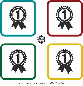 Square icons set badge with ribbons icon. Vector illustration