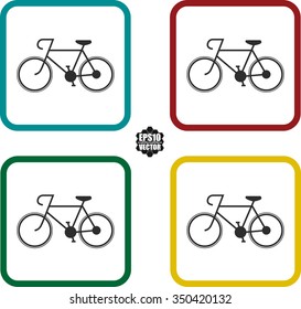 Square icons set bicycle sign. Vector illustration