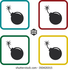 Square icons set bomb. Vector illustration