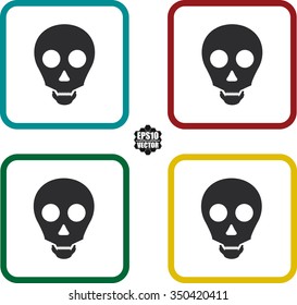 Square icons set jolly Roger. Skull and bones pirate emblem.Vector illustration