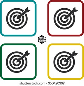 Square icons set target with arrow flat icon for apps and websites. Vector illustration