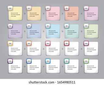 Iconos cuadrados para escribir texto.Iconos para varios colores para escribir.Iconos de diagrama en diferentes colores.Icono para una sensación de borde suave y transparente.