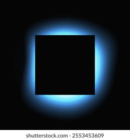 Square illuminate frame with gradient. Blue round neon banner isolated on black background. Vector illustration