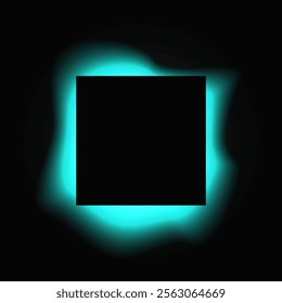 Square illuminate frame with gradient. Blue round neon banner isolated on black background. Vector illustration