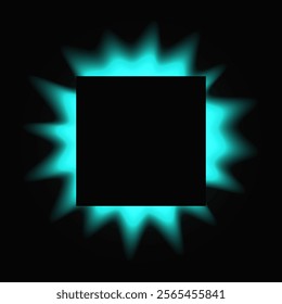 Square illuminate frame with gradient. Blue round neon banner isolated on black background. Vector illustration