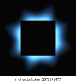 Square illuminate frame with gradient. Blue round neon banner isolated on black background. Vector illustration