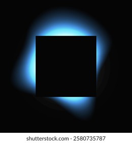Square illuminate frame with gradient. Blue round neon banner isolated on black background. Vector illustration