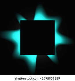 Square illuminate frame with gradient. Blue round neon banner isolated on black background. Vector illustration