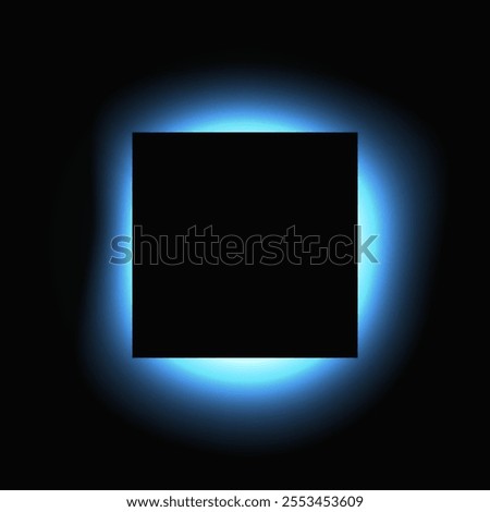 Square illuminate frame with gradient. Blue round neon banner isolated on black background. Vector illustration