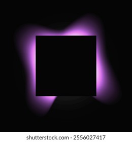 Square illuminate frame with gradient. Purple round neon banner isolated on black background. Vector illustration