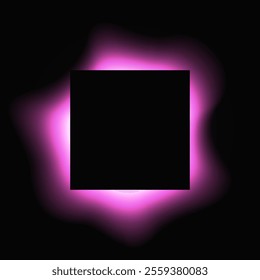 Square illuminate frame with gradient. Purple round neon banner isolated on black background. Vector illustration