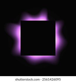 Square illuminate frame with gradient. Purple round neon banner isolated on black background. Vector illustration