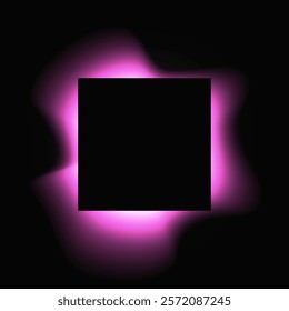 Square illuminate frame with gradient. Purple round neon banner isolated on black background. Vector illustration