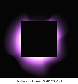 Square illuminate frame with gradient. Purple round neon banner isolated on black background. Vector illustration