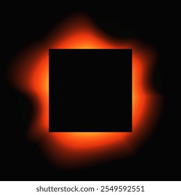 Marco cuadrado iluminado con gradiente. Anuncio de neón redondo rojo aislado sobre fondo negro. Ilustración vectorial